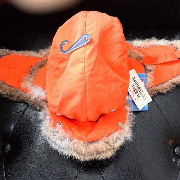 Nathaniel Cole Rabbit Fur Men Size Small Aviator Hat in Orange, BNWT - Picture 2 of 5